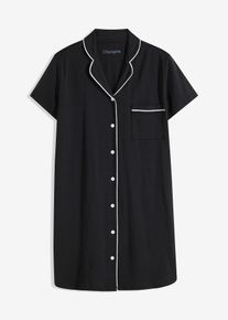 Nachthemd mit Knopfleiste - schwarz - Größe 48/50 (XL) - 100% Baumwolle- bonprix