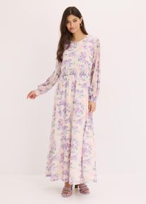 bedrucktes Mesh-Maxikleid, beige, Größe 40/42 (M), bonprix