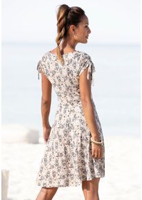 Vivance Dames Jersey jurk in beige geprint ,maat 36, Witt, 100% Viscose