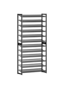 Boxxx Schuhregal , Schwarz , Metall , 12 Fächer , 92.5x223x30.7 cm , erweiterbar, stehend , Garderobe, Schuhaufbewahrung, Schuhregale