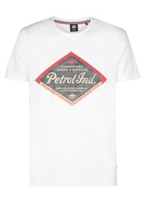PETROL INDUSTRIES Heren Shirt 'Bluefin' donkergrijs / lichtoranje / rood / wit L
