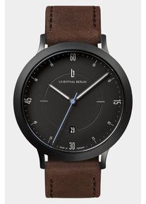 Men's Automatic Watch – Black - Brushed Steel Case, Sapphire Glass, Leather Strap - 38h Power Reserve, 42mm , Swiss Automatic Movement - Lilienthal