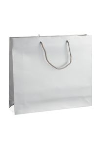 10 Gift bag, glossy silver | 40 x 35 x 10 cm, lacquer paper