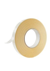 50 m Double-sided adhesive PET tape, strong acrylic adhesive, white paper cover, TL21 25 mm, transparent