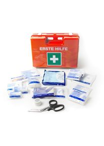 2x ALFA Malette premiers secours | DIN 13 157 | Fixation incluse | coffre, pansements, sparadrap, bandes, compresses, couverture, ciseaux, gants