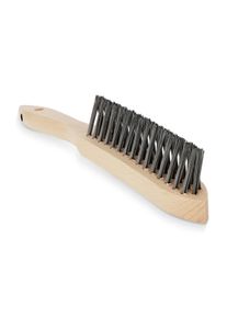 6x ALFA Brosse pour soudure d'angle | Acier inoxydable, 3 rangées en V | Fil d'acier lisse | poignée avec deux œillets de suspension, corps en hêtre
