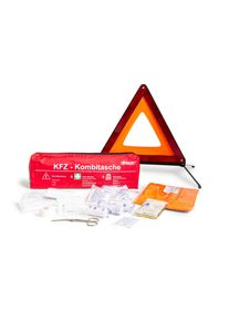 10x ALFA Trousse de secours 3 en 1 véhicule | Trousse avec fermeture velcro | composé de pansements, triangle de signalisation, gilet de sécurité