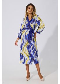 Rochie eleganta din satin cu imprimeu Keilany Albastra