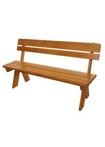 Gartenbank HWC-L66, Sitzbank Holzbank Parkbank, Gastronomie-Qualität, Massiv-Holz 148cm ~ honigfarben