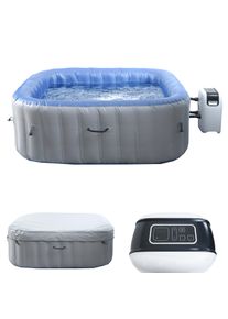 Whirlpool HWC-N97, 6 Personen, In-/Outdoor heizbar aufblasbar Pumpe PVC laminiert, eckig 198cm grau-blau