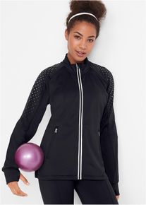 Varm sweatjacka med reflekterande tryck - svart - storlek 36/38 (S) - bonprix