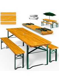 Casaria Conjunto mesa y bancos de madera 3 piezas 170cm plegable