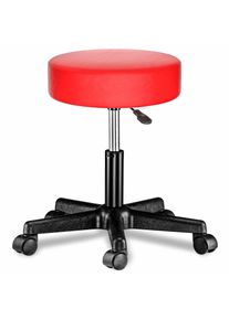 Casaria Taburete con ruedas giratorio 360° rojo