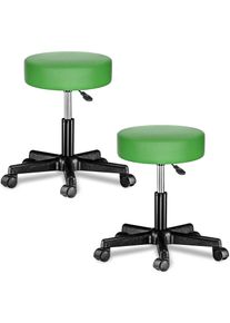 Casaria Taburetes con ruedas Set de 2 giratorio 360° verde