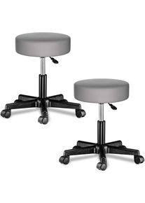 Casaria Taburetes con ruedas Set de 2 giratorio 360° gris