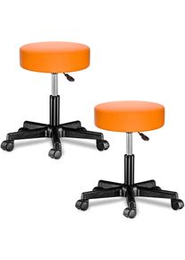 Casaria Rolkruk set van 2 kunstleer Oranje 360° draaibaar