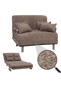 Schlafsessel HWC-K29, Klappsessel Schlafsofa Gästebett, Liegefläche 190x100cm, Stoff Bouclé (500g/m²) ~ hellbraun