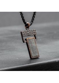 Holzkern Halsketten Herren Antikbronze und Schiefer