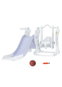 AIYAPLAY Space-Themed Kids Slide and Swing Set, with Basketball Hoop | Aosom Ireland