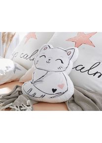 Coussin déco en forme de chat - blanc - taille 30x40 cm - bonprix