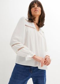 Blouse-tunique à dentelle - blanc - taille 44 - bonprix