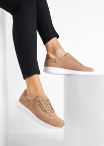 Sneakers en cuir - marron - taille 40 - Cuir velours - bonprix