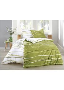 Parure de lit réversible motif vague - vert - taille 135x200 cm - 100% coton - bonprix