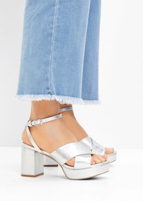 Sandales à plateforme - argent - taille 40 - bonprix