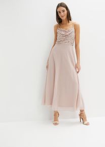Robe longue avec perles appliquées - rose - taille 52 - bonprix