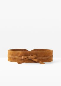 Ceinture à nouer en cuir - marron - taille 95 - Cuir velours - bonprix