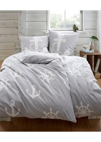 Parure de lit motif marin - gris - taille 135x200 cm - 100% coton - bonprix