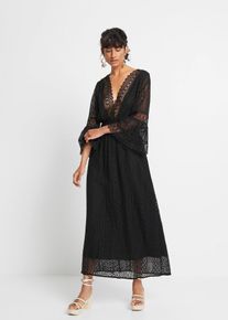 Robe longue aspect crochet - noir - taille 54 avec coton - bonprix