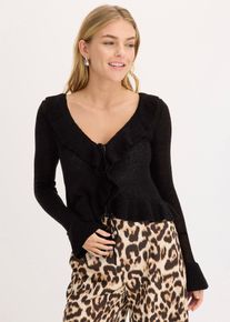 Gilet en maille volanté - noir - taille 38/40 (S) - bonprix