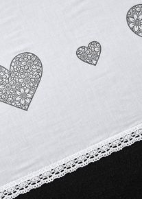 Brise-bise coton à imprimé cœur - blanc - taille 30x90 cm avec coton - bonprix