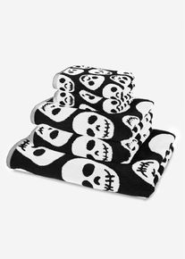Serviette de toilette avec tête de mort - noir - taille 50x100 cm avec coton - bonprix