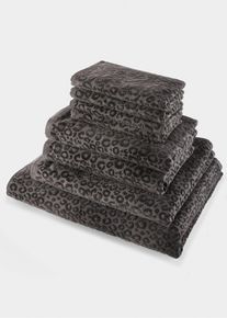 Håndkle med leopardtrykk, svart, størrelse 30x50 cm, bonprix