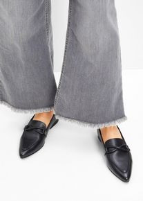 Loafers i skinn, svart, størrelse 37, bonprix