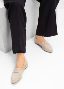 Loafers i skinn, beige, størrelse 41, bonprix