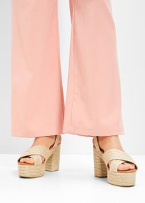 Sandali con tacco e plateau, Beige, Taglia 39, bonprix