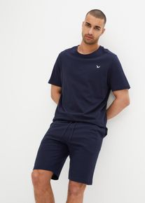 T-shirt e pantaloni corti in maglina di puro cotone biologico (set 2 pezzi), Blu, Taglia 52/54 (L), bonprix