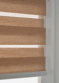 Tenda a rullo doppia effetto lino senza cordicella, Beige, Taglia 130x45 cm, bonprix