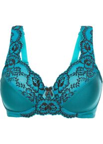 bonprix Biustonosz minimizer na fiszbinach, z koronką, niebieski, 90