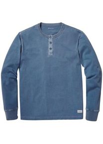 Knowledge Cotton Apparel Herren-Henley-Shirt Mittelblau M