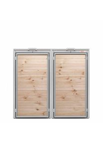 Cutie de gunoi Holzmichl, 2 pubele (120 litri) - Gri deschis (RAL7035) / Copertă