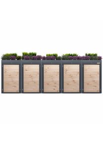 Holzmichl 5 cutii de gunoi (240 litri) - Antracit (RAL7016) / Acoperiș de plantare