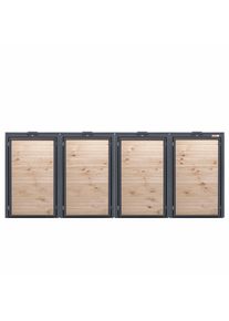 Cutie de gunoi Holzmichl cu 4 compartimente (240 litri) - Antracit (RAL7016) / Copertă