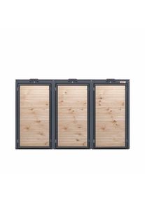 Cutie de gunoi Holzmichl cu 3 compartimente (120 litri) - Antracit (RAL7016) / Copertă