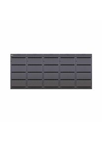 Cutia de gunoi Dagobert cu 5 compartimente (120 litri) - 5x120 / Argintiu (RAL9006) / Acoperiș de plantare