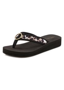 Lascana Dames Badslippers in zwart/luipaard ,maat 42, Witt, 100% Textiel