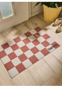 benuta Paillasson Checker Terracotta 50x80 cm - Tapis poil court design moderne pour salon